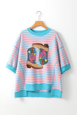 Hazel Blues® |  Boots Striped Round Neck Half Sleeve T-Shirt