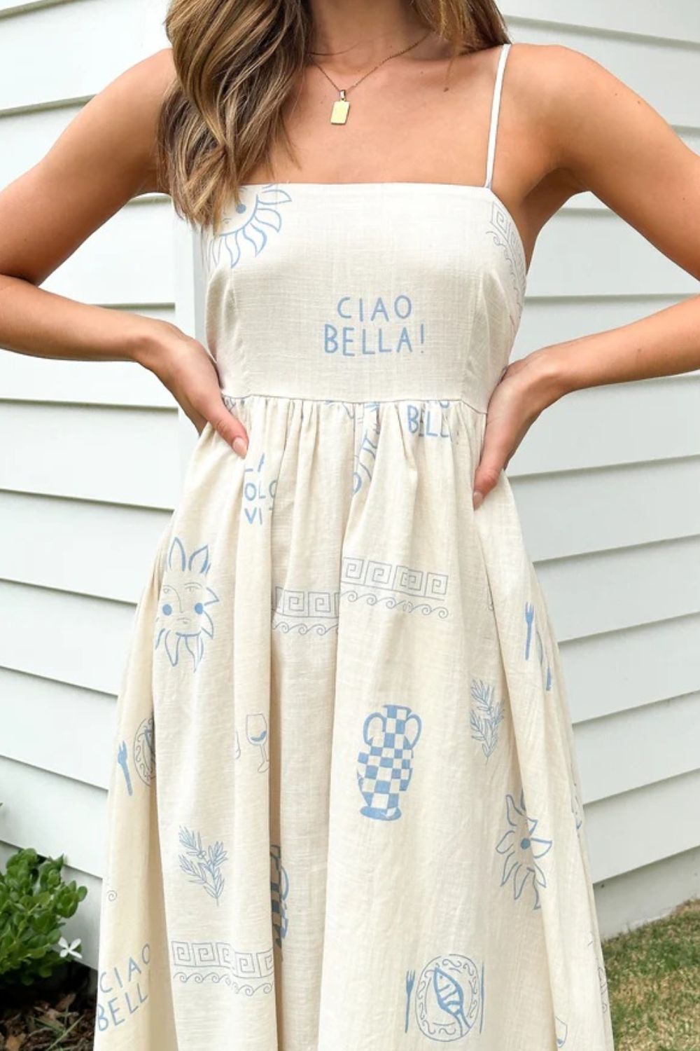 Hazel Blues® |  Cutout Back Printed Square Neck Maxi Dress