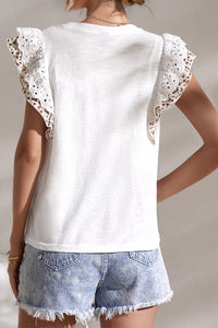 Hazel Blues® |  Oh Ruffled Round Neck Cap Sleeve Top