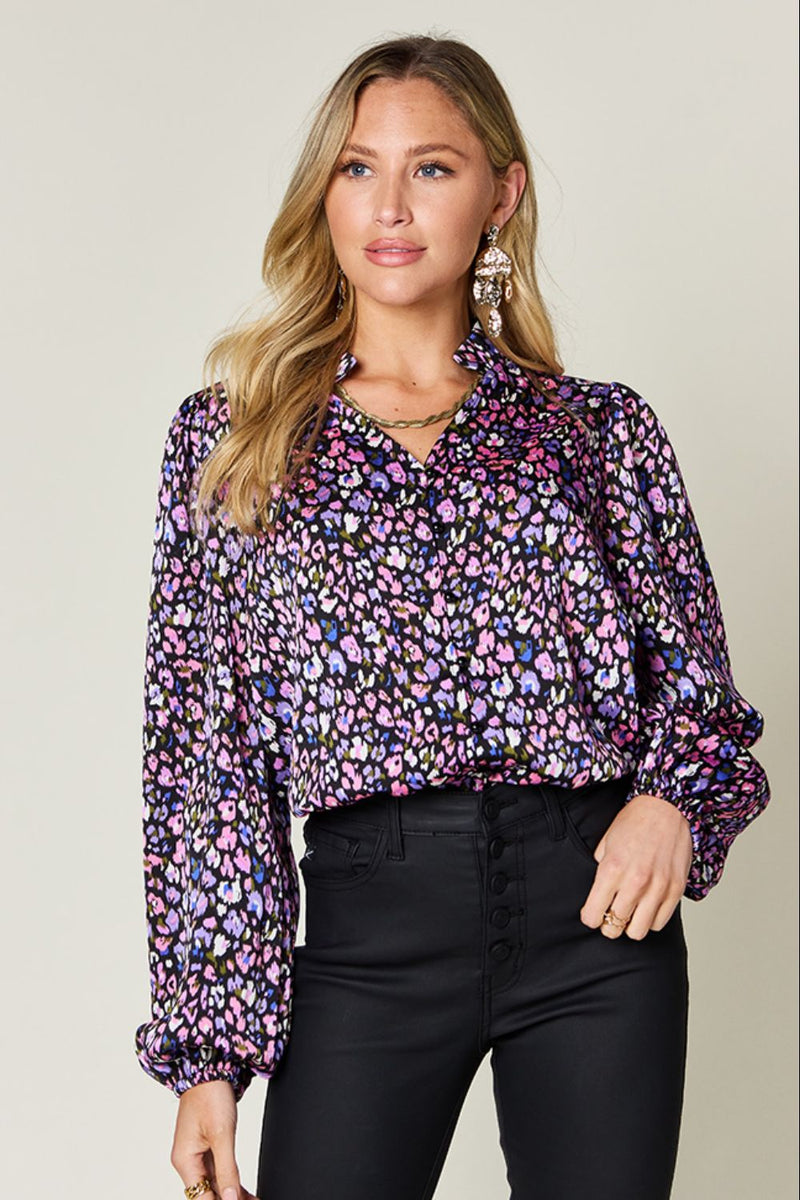 Hazel Blues® |  Double Take Printed Balloon Sleeve Shirt