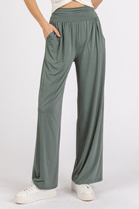 Hazel Blues® |  Mittoshop Stretch Banded Waist Wide Leg Pants with Pockets