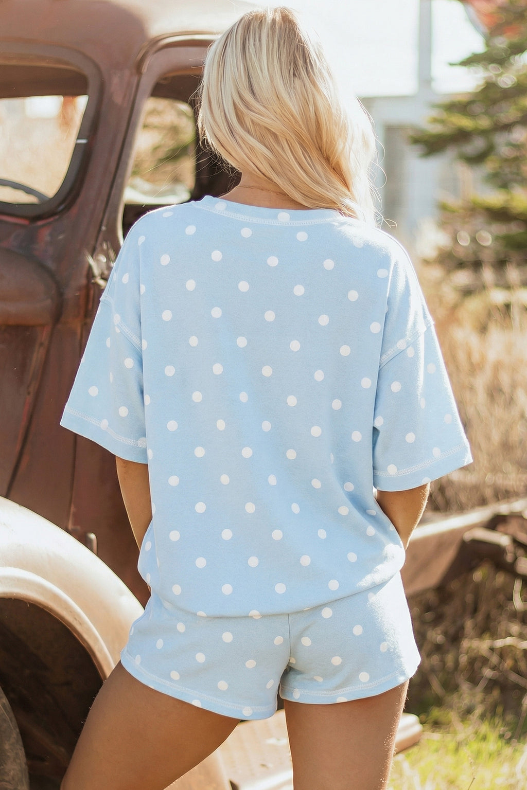 Harper Faith Sky Blue Polka-Dot Shorts Set
