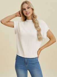 Hazel Blues® |  Double Take Mock Neck Short Sleeve Sweater