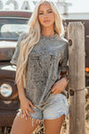 Hazel Blues® |  Light Grey Western Steer Head Tie Dye Print Crew Neck T Shirt
