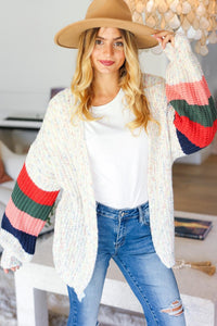 Hazel Blues® |  Multi Color Oversized Sweater Open Cardigan