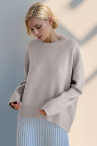 Hazel Blues® |  Basic Bae Round Neck Dropped Shoulder Sweater