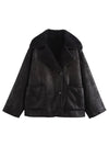 Hazel Blues® |  Collared Neck Long Sleeve Plush Jacket
