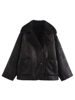 Hazel Blues® |  Collared Neck Long Sleeve Plush Jacket