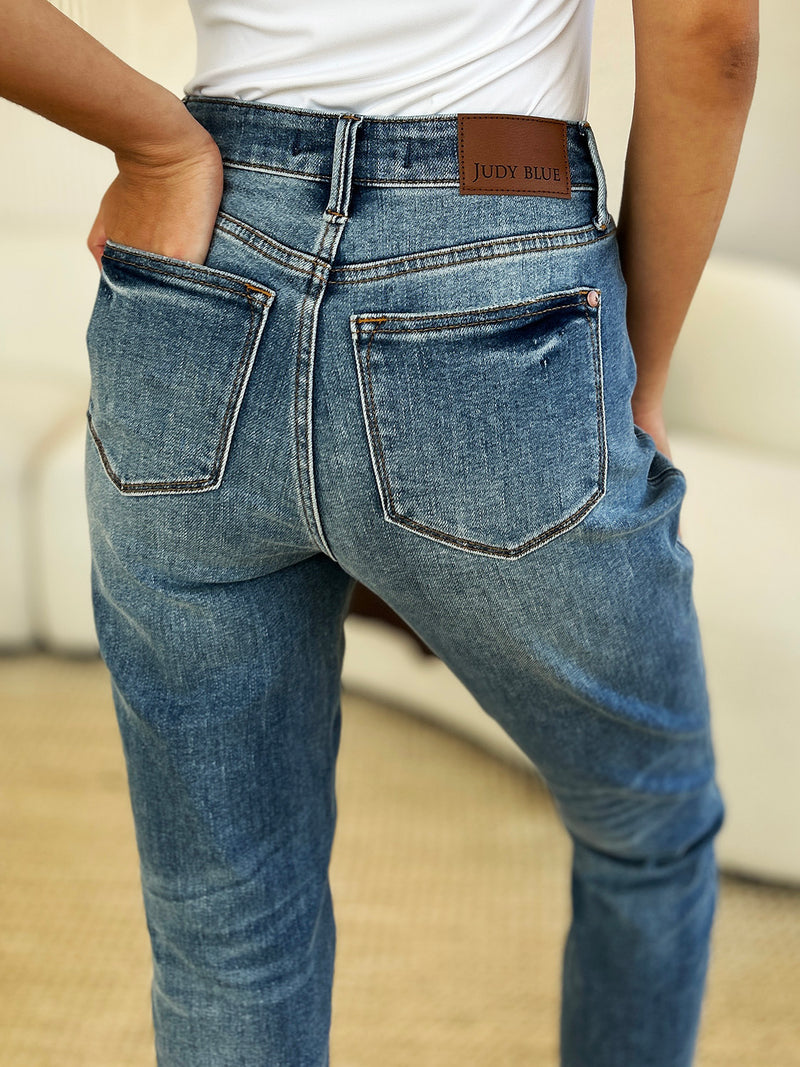 Hazel Blues® |  Judy Blue Mid Rise Rigid Magic Release Hem Jeans