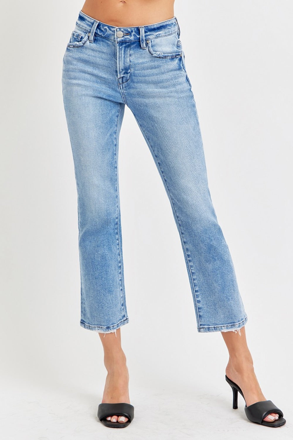 Hazel Blues® |  RISEN Low Rise Crop Slim Straight Jeans