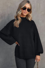 Hazel Blues® |  Mock Neck Dropped Shoulder Sweater