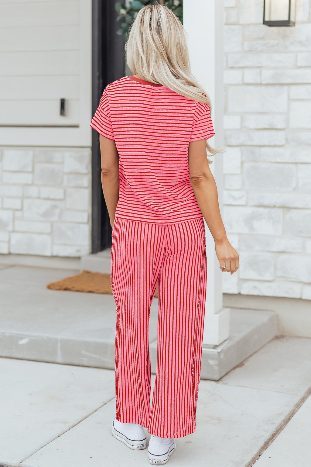 Mila Lane Rose Stripe Cropped Pants Set