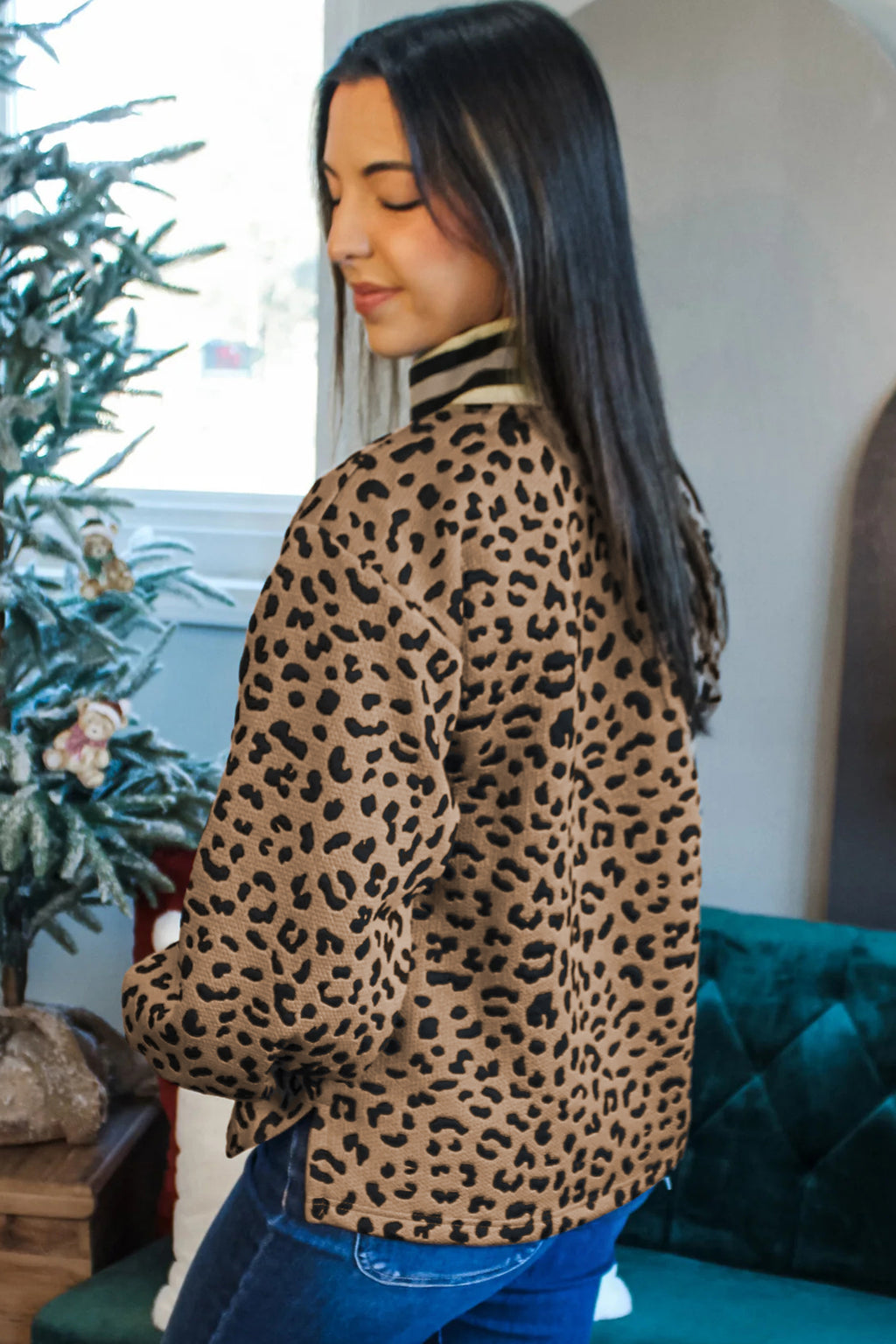 Downtown Darling Striped Leopard Top