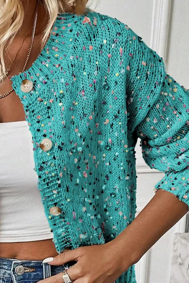 Hazel Blues® |  Confetti Button Up Long Sleeve Cardigan