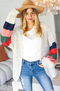 Hazel Blues® |  Multi Color Oversized Sweater Open Cardigan