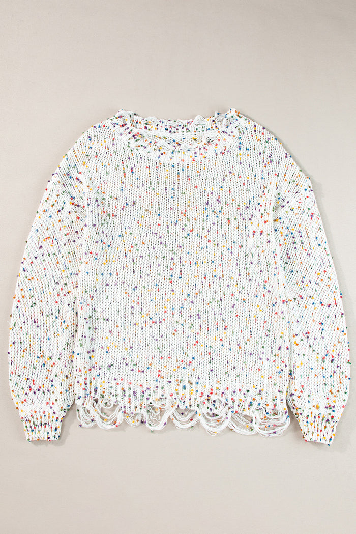 Hazel Blues® |  Confetti Round Neck Dropped Shoulder Sweater