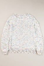 Hazel Blues® |  Confetti Round Neck Dropped Shoulder Sweater