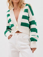 Hazel Blues® |  Striped Button Down Drop Shoulder Cardigan