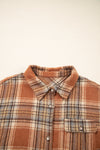 Hazel Blues® | Brown Plaid Print Flap Pocket Buttoned Shacket