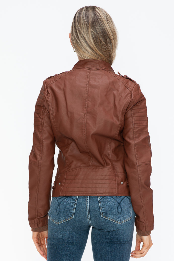 Hazel Blues® |  Snobbish PU Leather Biker Jacket with Side Zip Pockets