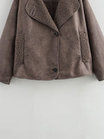 Hazel Blues® |  Collared Neck Long Sleeve Plush Jacket