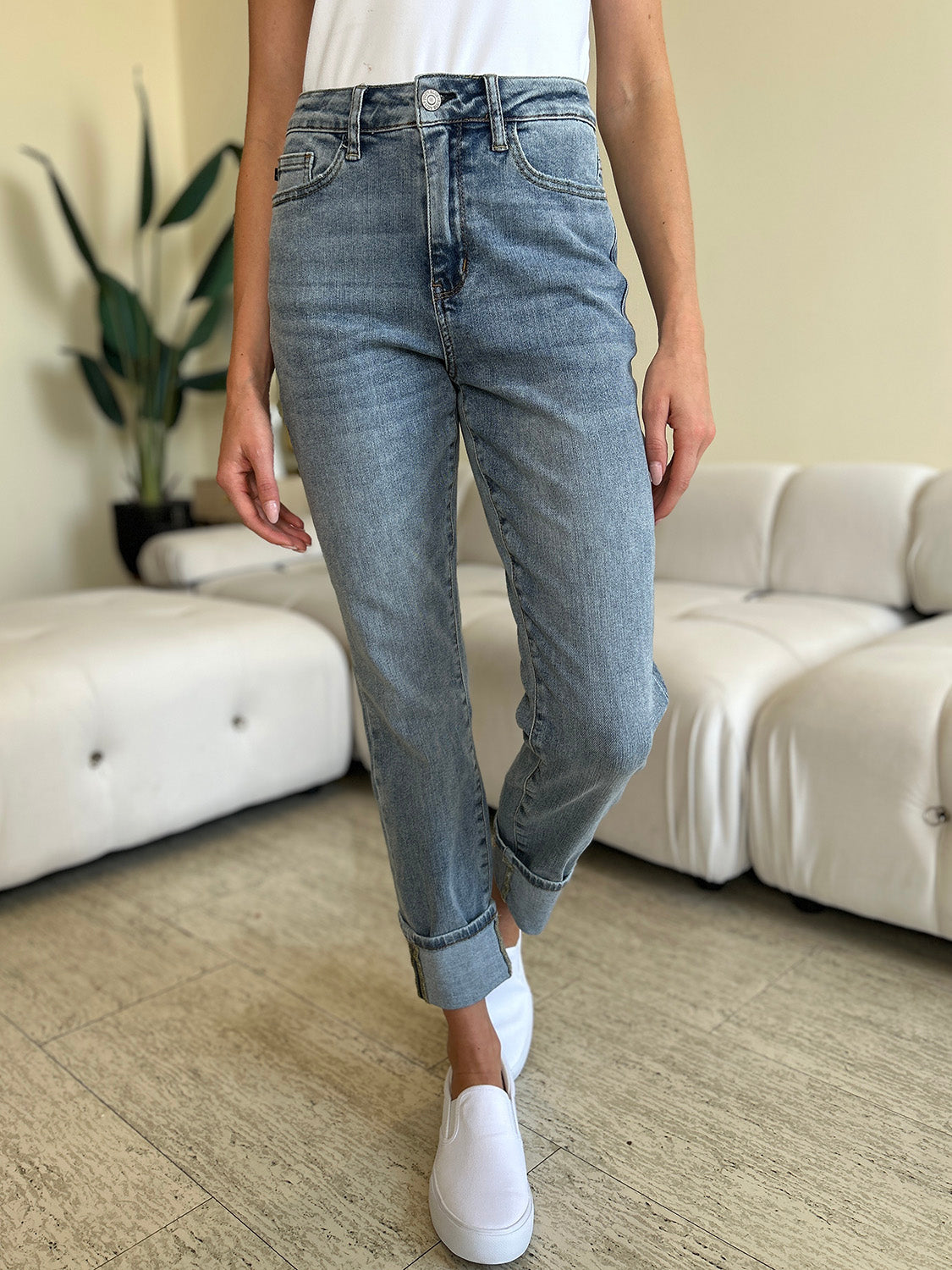 Hazel Blues® |  Judy Blue High Waist Cuff Hem Skinny Jeans