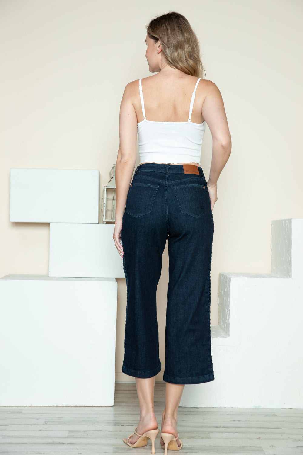 Hazel Blues® |  Judy Blue Side Seam Braid Detail Crop Wide Leg Jeans