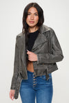 Hazel Blues® |  Coalition LA Zip Up Biker Jacket with Belt
