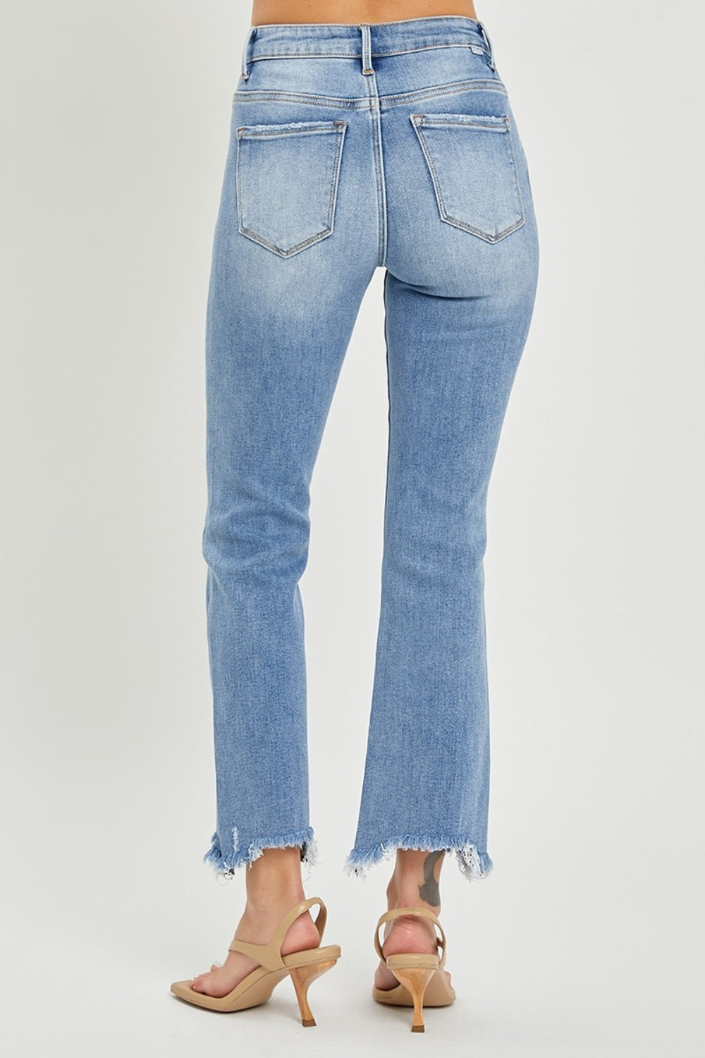 Hazel Blues® |  RISEN Frayed Hem Cropped Straight Jeans