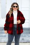 Hazel Blues® | Plaid Button Up Hooded Jacket