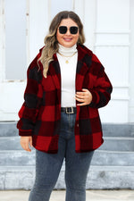 Hazel Blues® | Plaid Button Up Hooded Jacket