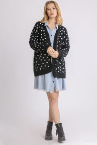 Hazel Blues® |  Umgee Polka Dot Open Front Drop Shoulder Cardigan