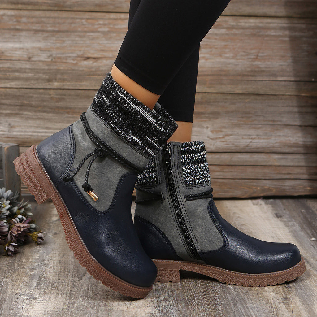 Hazel Blues® |  Side Zipper PU Leather Boots