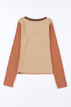 Hazel Blues® |  Exposed Seam Contrast Round Neck Long Sleeve T-Shirt