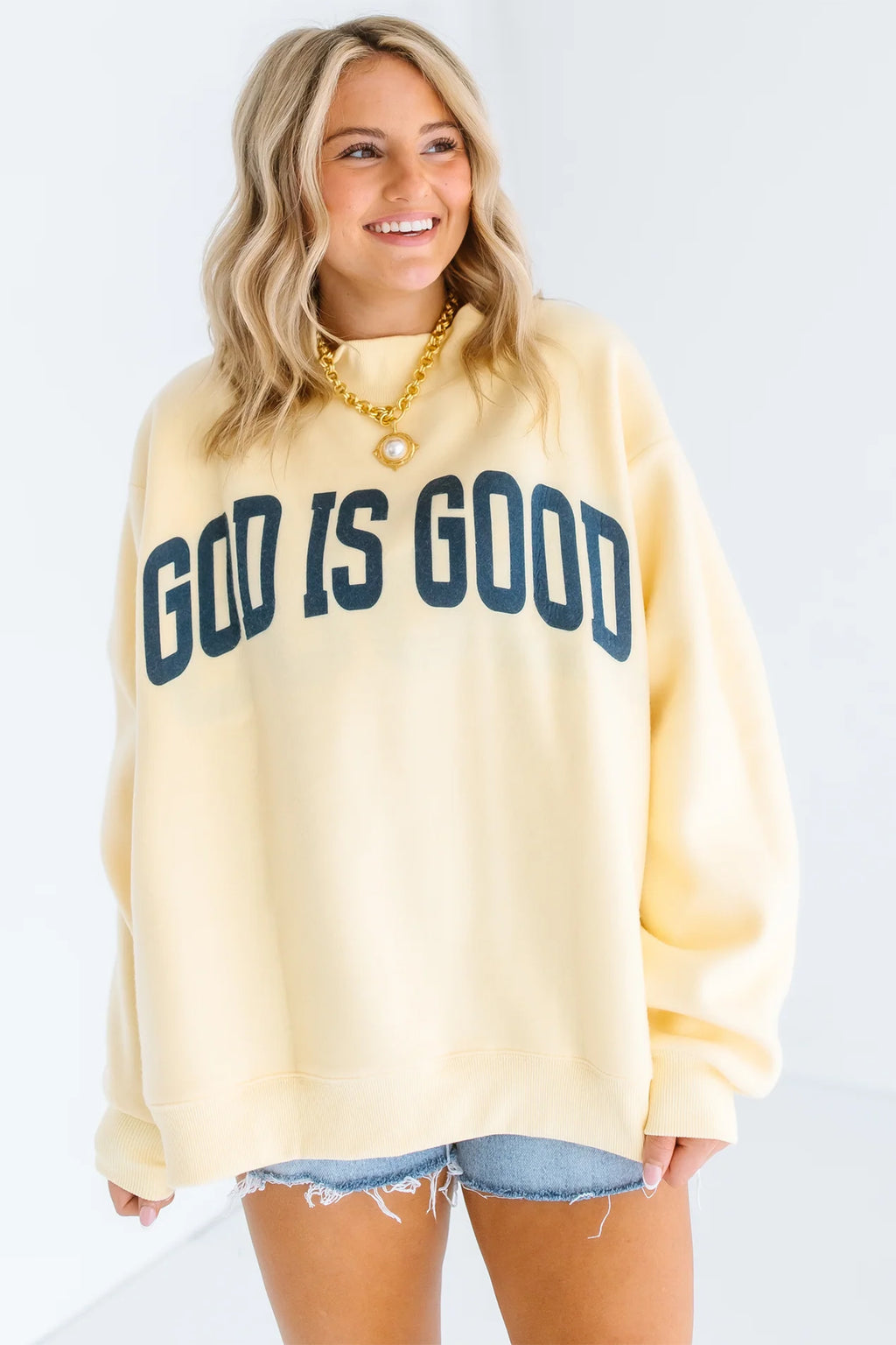 Lucy Paige Yellow JESUS Graphic Sweatshirt