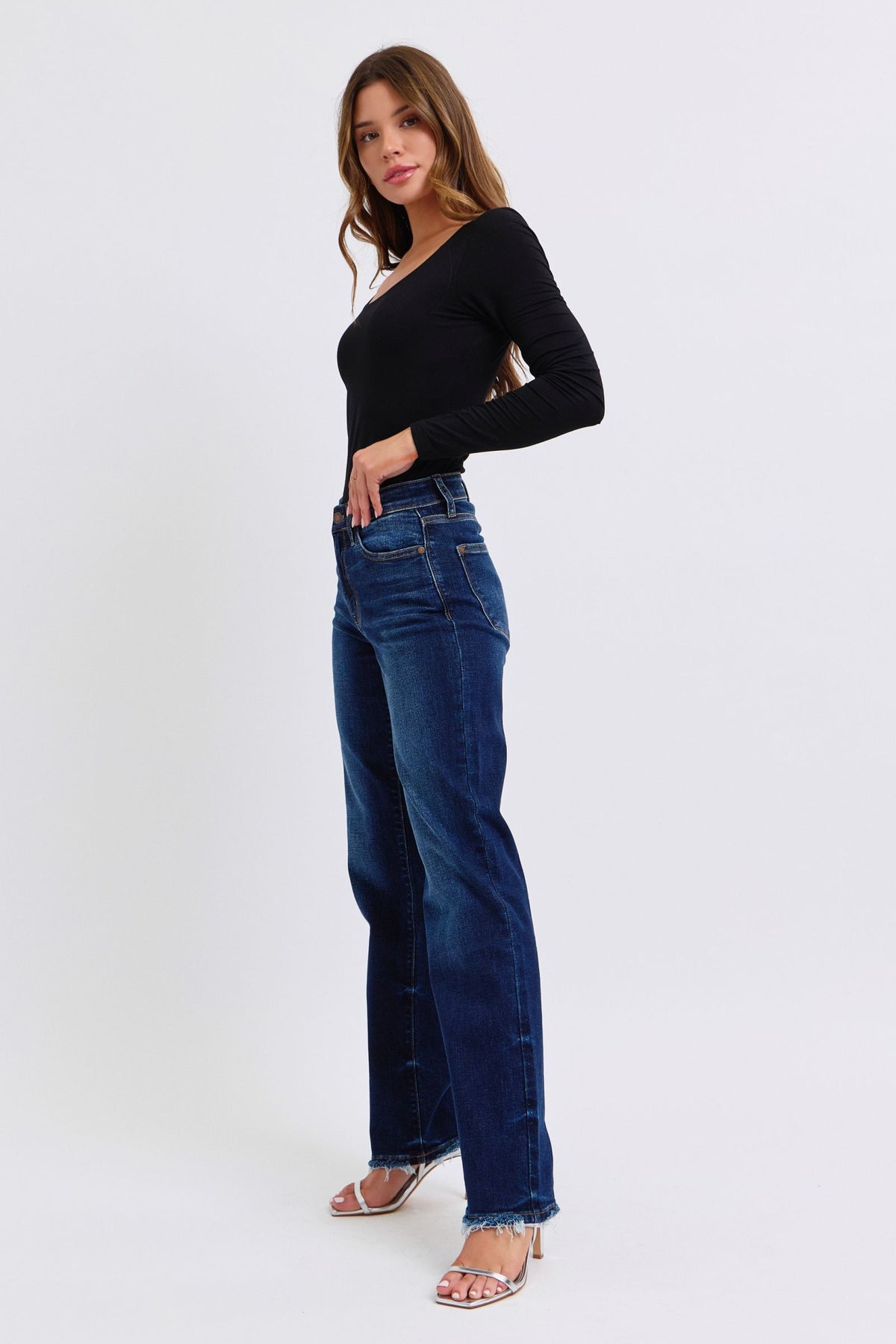 Hazel Blues® |  Judy Blue Raw Hem Straight Leg Jeans