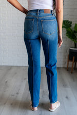 Hazel Blues® |  Campbell High Rise Center Seam Detail Straight Jeans