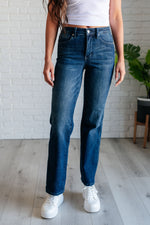 Hazel Blues® |  Muriel Mid Rise Control Top Classic Straight Jeans