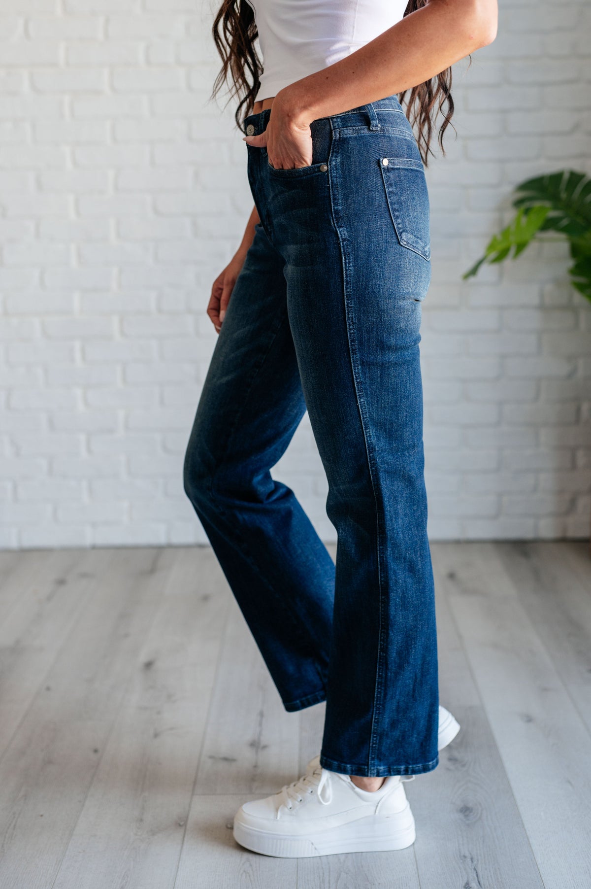 Hazel Blues® |  Muriel Mid Rise Control Top Classic Straight Jeans