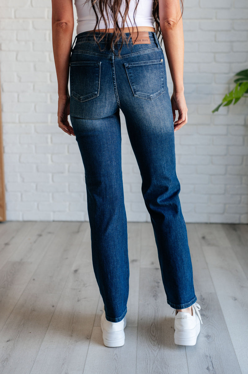 Hazel Blues® |  Muriel Mid Rise Control Top Classic Straight Jeans