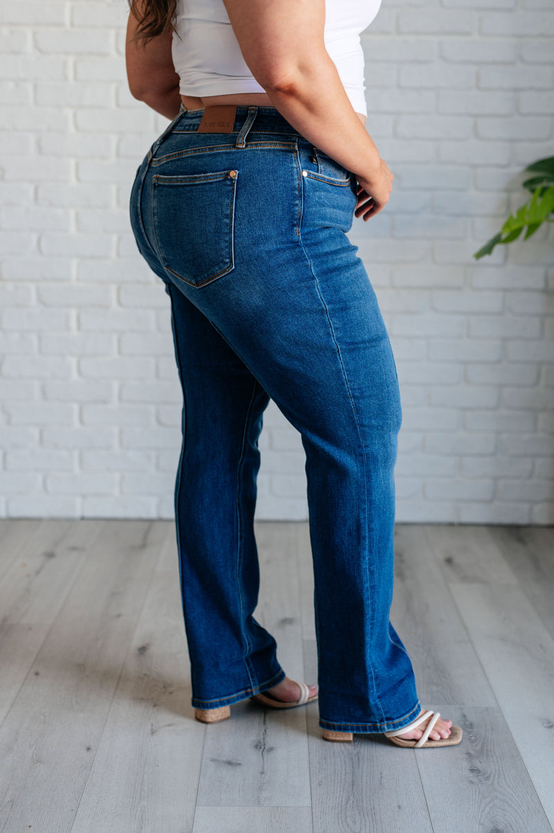 Hazel Blues® |  Campbell High Rise Center Seam Detail Straight Jeans