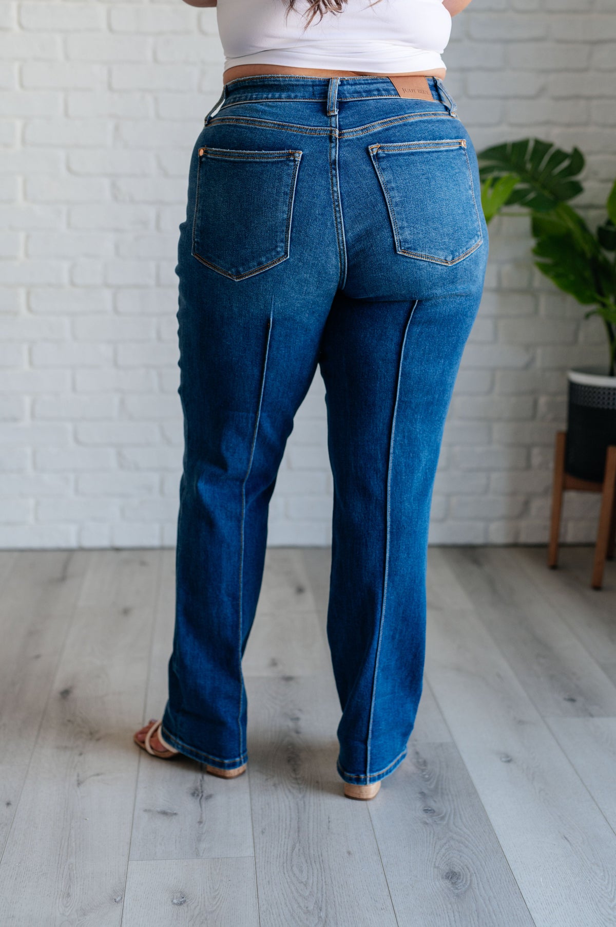 Hazel Blues® |  Campbell High Rise Center Seam Detail Straight Jeans