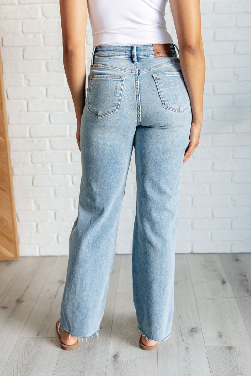 Hazel Blues® |  Ramona High Rise Rigid Magic Destroyed Straight Jeans