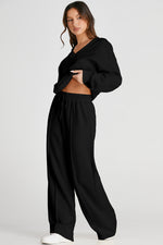 Hazel Blues® |  V-Neck Long Sleeve Top and Pants Active Set