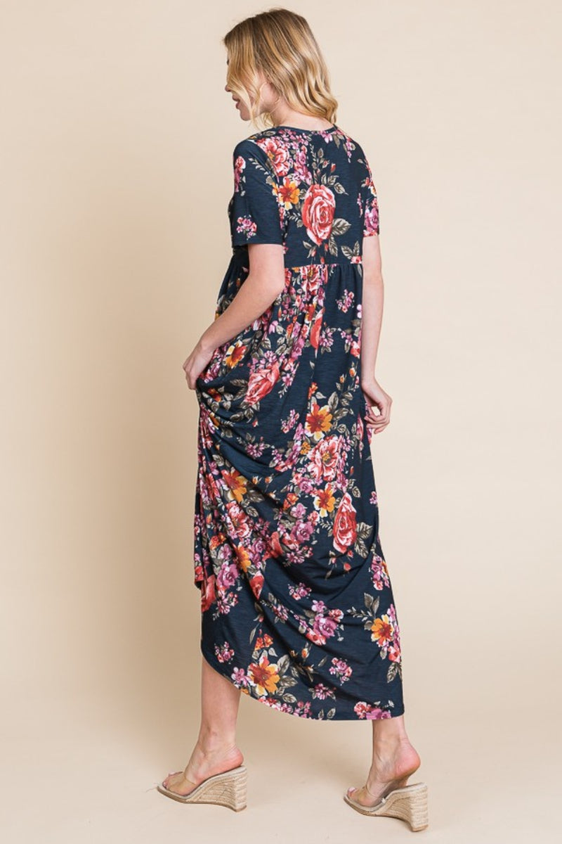 Hazel Blues® |  BOMBOM Floral Short Sleeve Maxi Dress