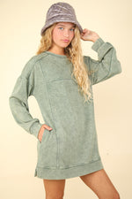 Hazel Blues® |  VERY J Mineral Washed Oversized Sweatshirt Mini Dress