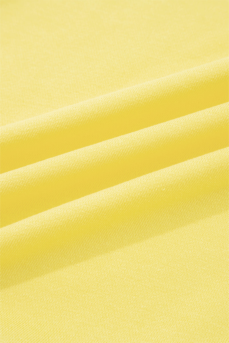 Hazel Blues® |  Yellow Cream Drop Shoulder Puff Sleeve Crop Pullover Drawstring Wide Leg Pants Set