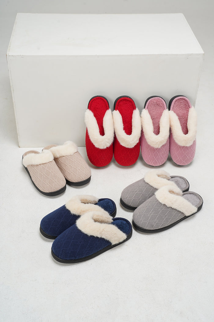 Hazel Blues® |  Thermal Faux Fur Round Toe Slippers