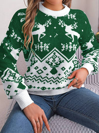 Hazel Blues® |  Christmas Element Round Neck Long Sleeve Sweater