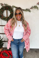 Hazel Blues® |  PREORDER: Christmas Cloud Cardigan Candy Cane